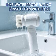 Handheld Electric Car Cleaning Brush, IPX5 Waterproof, USB Rechargeable, With Multiple Interchangeable Brush Heads, Suitable For Car Interior Cleaning And Light Scratch Polishing On Car Paint Surface - A - View 6
