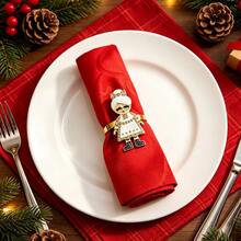 6pcs/Set Unisex Elderly Napkin Rings, Christmas Napkin Holders, Home Tabletop Decor, Dining Table Napkin Decoration, Suitable For Holiday Party Table Decor, Restaurant Tabletop Display, Christmas Gift Category: Napkin Rings - Multicolor - View 9