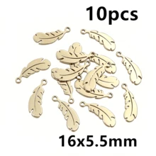 10pcs Stainless Steel Leaf Feather Charms Pendant For Necklace Earring Bracelet DIY Crafts Jewelry Making Accessories Findings - Feather - View 12