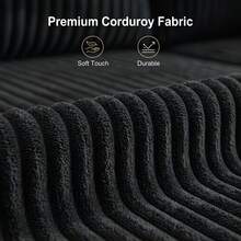Compression-Boneless 95" L-Shaped Cloud Sectional Sofa With Oversized Chaise, Modular 3-Seater Corduroy Couch For Living Room & Bedroom, Deep Seat No Assembly Required - Black - View 8