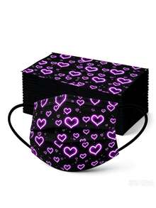Black Heart-Shaped Adult Face Mask, Disposable, 3-Ply Melt-Blown Non-Woven Fabric, Waterproof And Skin-Friendly Protective Mask - Black - View 1