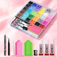 15/28/30/32/40/42/60 Colors Resin Rhinestone Set; DIY Handmade Material Set, Shiny Transparent Flat Back Rhinestones, Suitable For DIY Clothing Rhinestone Decoration, Jewelry Handmade Crafting, Diamond Painting And Other DIY Handmade Creations - Multicolor - View 1