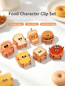 Cute Cartoon Toast Acrylic Bag Clips, Multi-Functional Snack Sealing Clips, Reusable Food Bag Sealers, Suitable For Kitchen Snack Storage, Photo And Memo Paper Fixing - Multicolor - View 4