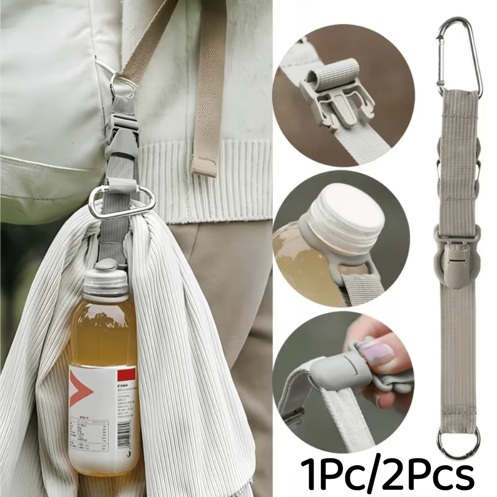 1Pc/2Pcs Multi-Function Nylon Hanging Bag With Water Bottle Holder, Jacket Pocket, Selfie Stick Slot And Folding Umbrella Slot – Non-Slip Stable Design, Lightweight Durable, Expanded Storage – Suitable For Outdoor Travel, Hiking, Commuting, Backpack Expansion, Personal Storage - Multicolor - View 1