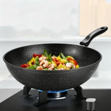 1 Set Maifan‑Stone Coated Frying Pan With Lid, Non‑Stick Skillet, Tempered Glass Lid, Heat‑Insulated Anti‑Scald Handle, Easy‑To‑Clean Home Cooking Pan, Suitable For Frying, Braising And Boiling For Daily Cooking In Home Kitchen - View 2