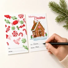 50 Pcs Christmas Cards And Gift Tags Set - Bulk Paper Xmas Hang Tags For Gift Wrapping Packaging, Classroom Student Party Favors, DIY Craft Present Decor, Stocking Stuffers, Cute Winter Holiday Season Essentials - Sets - View 5