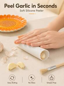1/3pcs Garden Theme Ceramic Garlic Grinding Plate Set, Garlic Grinder And Ginger Grinder, Dip Plate With Silicone Garlic Peeler And Cleaning Brush, Multi-Functional Kitchen Tool Suitable For Garlic, Ginger, Carrot, Yam, Butter, Housewarming Gift - Garden-themed Garlic Press - View 5