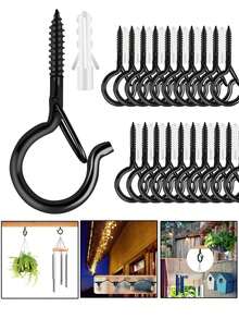12pcs Q-Shaped Clip Hooks, Outdoor String Light Hooks, Windproof Screw Hooks, For Hanging Outdoor String Lights, Christmas Lights, Plants And Hanging Baskets - One Size - View 1