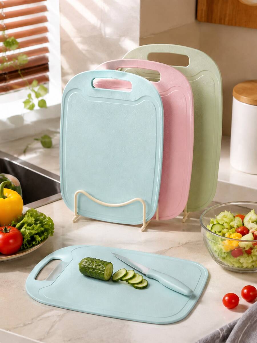 3pcs Set Hanging Plastic Cutting Boards, Professional Kitchen Cutting Boards, Camping Cutting Boards, Home Cutting Boards, Cutting Mats, Washable Plastic Kitchen Cutting Boards, Suitable For Meat, Vegetables, Fruit, Kitchen Accessories - View 1