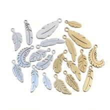 10pcs Stainless Steel Leaf Feather Charms Pendant For Necklace Earring Bracelet DIY Crafts Jewelry Making Accessories Findings - Feather - View 2