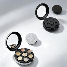 1pc Rhinestone Euro Coin Storage Box, Portable Compact Coin Purse With Makeup Mirror, Women's Shiny Rhinestone Coin Pouch For Travel - Multicolor - View 2