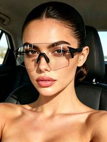 1pc Women's Fashion Glasses, Outdoor Unisex Photochromic Glasses - Clear - View 1