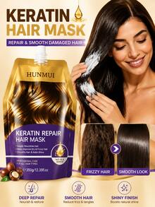 1 Bag Masker Rambut Perbaikan Keratin dengan Minyak Kacang untuk Kondisioner Mendalam Menutrisi Menghaluskan Rambut Rusak dan Mengembang Memberi Kilau untuk Semua Jenis Rambut 350g - kondisioner - View 1