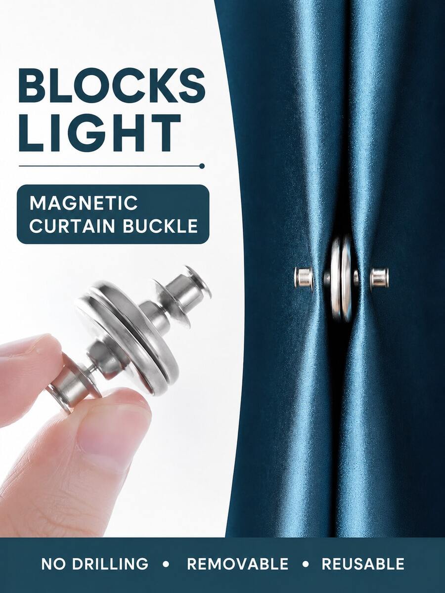 1/2/4/8Pcs Strong Magnetic Curtain Clips, 20mm Round Metal Curtain Holdbacks, No-Drill Curtain Buckles For Bedroom, Living Room And Home Decor - A - View 1