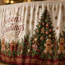 Vintage Christmas Tablecloth, Printed With Christmas Tree, Gingerbread Man, Snowflake, Gift Box, Pine Branch Patterns Holiday Greetings Tablecloth, Luxury Holiday Party Decoration, Suitable For Family Dinner And Holiday Home Decor - A - View 7