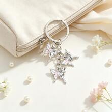Gradient Enamel Butterfly Keychain, Silver Alloy Fairy Butterfly Pendant Key Ring, Aesthetic Backpack Handbag Charm Accessories For Girls - Multicolor - View 9
