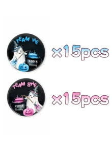 30pcs Gender Reveal Boy Girl Team Brooches, Halloween Button, Gender Reveal Pins, Ghost Pins, Baby Shower Badges, Halloween Decorations, Halloween Party Supplies, Baby Shower Supplies, Suitable For Gender Reveal Party Games And Baby Shower Decorations, Boy Girl Team Brooches - Multicolor - View 13