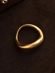 Anillo de banda gruesa con diseño de onda pulido de plata de ley S925 minimalista y único para mujeres - Anillo llamativo - Ver 3