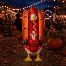 Halloween Hot Dog Porch Goose Outfit, Ghost Pumpkin Bat Print Costume For 23 Inch Goose Statue, Fall Porch Lawn Yard Garden Patio Decor(Goose Sculpture Not Included) - Type a - View 4