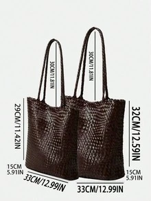 Large Capacity Bucket Bag, High-Quality Handwoven, New Shoulder Tote Handbag, Grocery Basket Design, Commuter Bag - Multicolor - View 3
