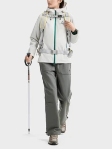 CAMEL CROWN Women's Single-Layer Hard Shell Outdoor Jacket, Comfortable, Water-Resistant, Lightweight Hiking & Climbing Jacket - Light Frost White - View 3