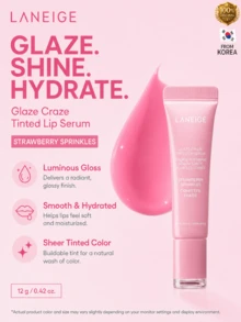 Laneige Glaze Craze Tinted Lip Serum Hydrates And Nourishes Lips For A Glossy Plump With Plum Polypeptides - Strawberry Sprinkles - 草莓糖屑 - 查看 1