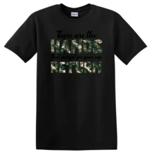 Hands Return Camouflage Graphic T Shirt Casual Military Style Tee - 黑色的 - 查看 1