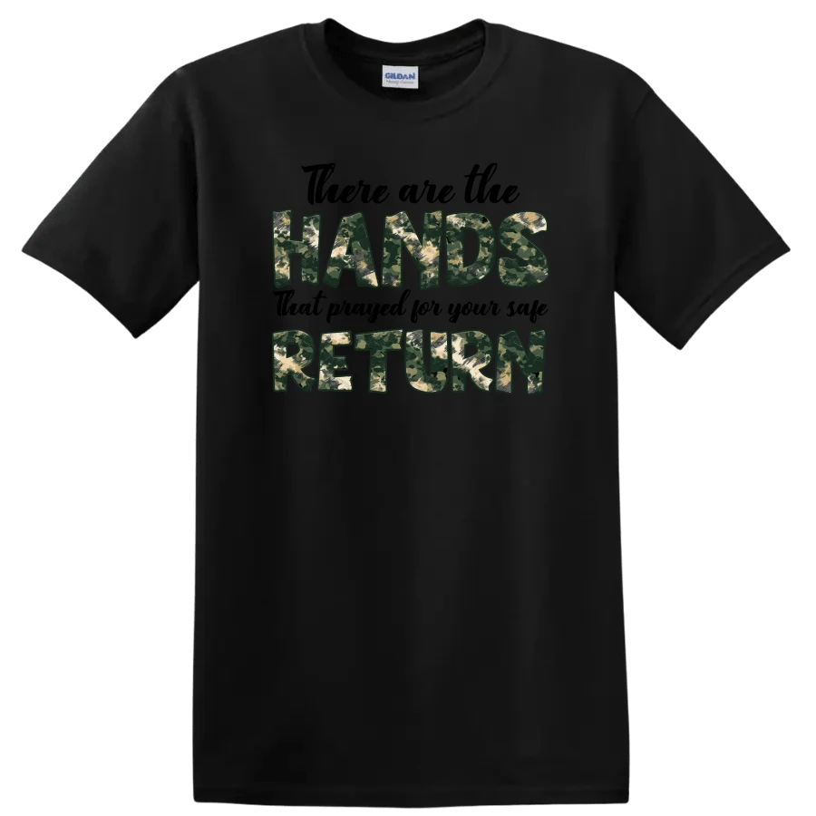Hands Return Camouflage Graphic T Shirt Casual Military Style Tee - 黑色的 - 查看 1
