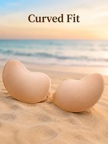 4 Pairs Plus Size Mango Cup Fabric Adhesive Bra With Front Clasp, Push Up Strapless Bra For Wedding And Evening Dresses - Multicolor - View 3