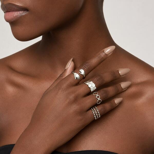 304 Edelstahl Vintage minimalistisches geometrisches Multi-Element Kombinations-Ring Set