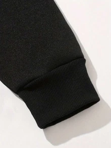 Sudadera negra de cuello redondo para hombre con estampado de calavera y rayos estilo tatuaje. Suéter de algodón grueso para otoño e invierno. - Negro - Ver 6