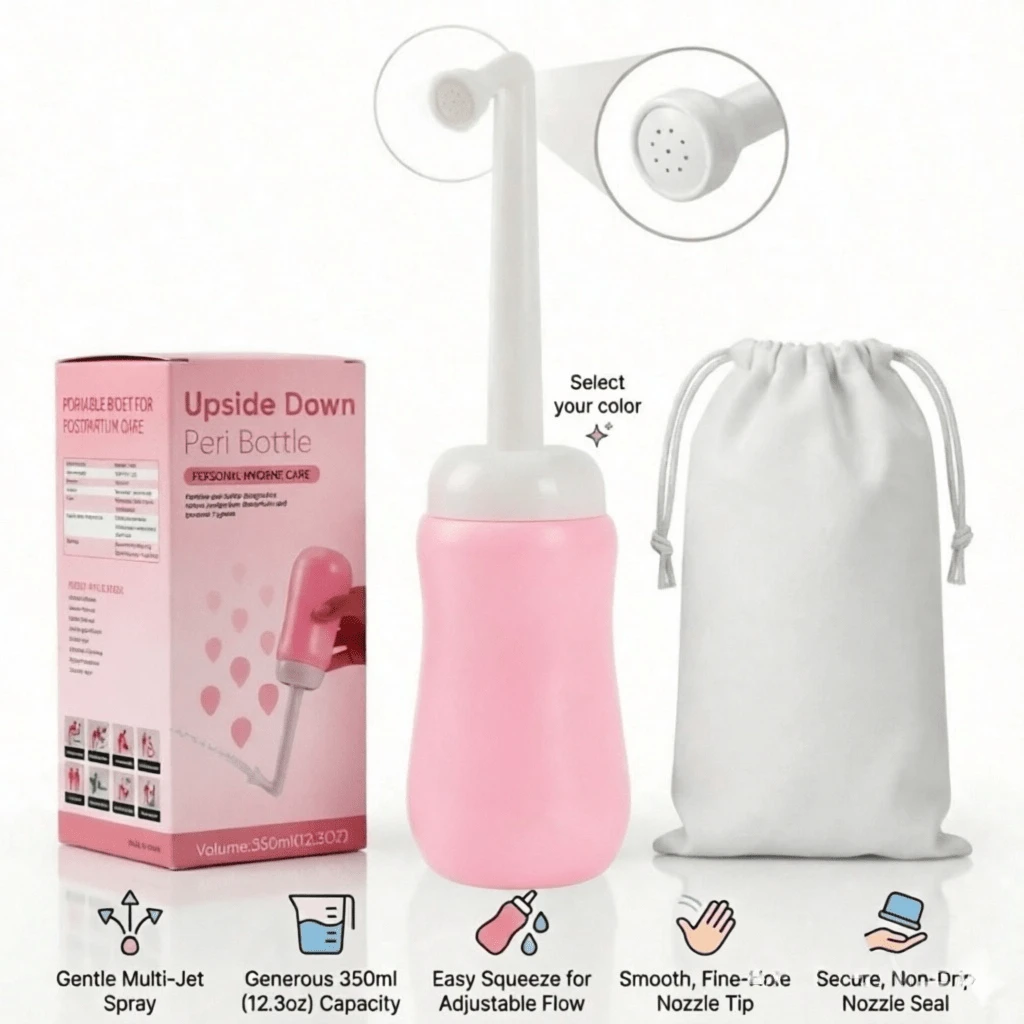 1pc Portable Travel Perineal Wash Bottle, Leak-Proof Perineal Cleansing Spray Bottle, Portable Women's Intimate Cleaning Wash Bottle, Travel Large Capacity Handheld Wash Bottle, 350ML, Random Style Outer Packaging Box And Bag - Multicolor - View 1