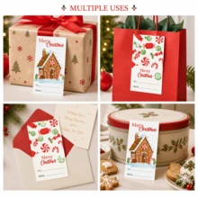 50 Pcs Christmas Cards And Gift Tags Set - Bulk Paper Xmas Hang Tags For Gift Wrapping Packaging, Classroom Student Party Favors, DIY Craft Present Decor, Stocking Stuffers, Cute Winter Holiday Season Essentials - Sets - View 6