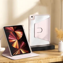 TIANYIMING Acrylic Transparent Crystal Back Shell, Compatible With IPad Sleep/Wake Function, 360 Degree Rotating Protective Case, Compatible With IPad 5th/6th/7th/8th/9th/10th/11th Gen, Mini 6th/7th Gen, Air 1st/2nd/3rd/4th/5th Gen 11 Inch (M2)/(M3)/13 Inch (M2)/(M3), Pro 12.9 Inch (3rd/4th/5th/6th Gen), Matepad/GalaxyTab/XiaomiPad/RedmiPad/HonorPad/LenovoTab - Pink - View 2