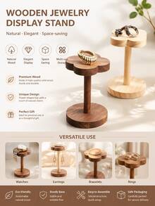 1pc Flower-Shaped Solid Wood Ring Holder, Solid Wood Jewelry Display Stand, Desktop Ring Storage Cabinet, Ring & Earring Organizer, Jewelry Photography Prop, Home & Retail Display, Best Choice For Beautiful Homes - Multicolor - View 3