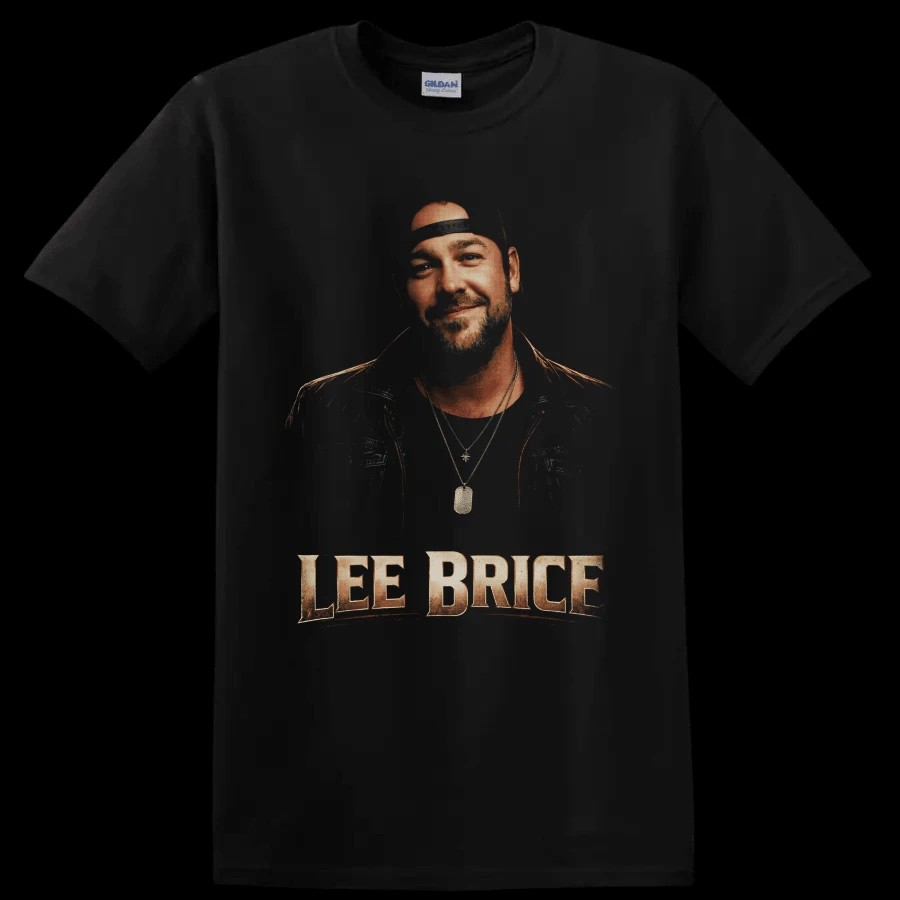 Brice Country Singer Portrait T Shirt Music Fan Concert Graphic Gift Tee - Black - View 1
