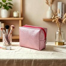 1pc Glitter Octagonal Makeup Bag, Travel & Business Trip Cosmetic Storage Bag, Women's Portable Makeup Organizer, Commute & Work Handheld Cosmetic Bag, Portable Clutch Bag For Personal Items - Pink - View 3