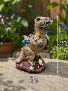1pc Tyrannosaurus Rex Biting Dwarf Statue, Suitable For Housewarming Gift, Ideal For Garden, Yard, Lawn, Flowerbed, Fence, Pathway Decoration, Adds Fun To Your Patio, Garden Or Backyard - Multiple Styles - View 12