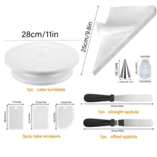 130pcs Cake Decorating Tools, Includes 11-Inch Cake Turntable, 110pcs 9.8-Inch Thickened Piping Bags, 12pcs Piping Tips, Cake Spatula And Other Piping Tools, Suitable For Home Baking, Buttercream DIY - View 3