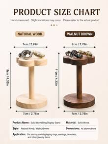 1pc Flower-Shaped Solid Wood Ring Holder, Solid Wood Jewelry Display Stand, Desktop Ring Storage Cabinet, Ring & Earring Organizer, Jewelry Photography Prop, Home & Retail Display, Best Choice For Beautiful Homes - Multicolor - View 2