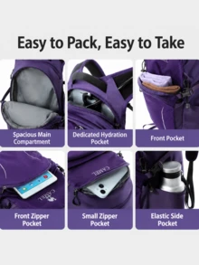 CAMEL CROWN Foldable Large Capacity Travel Bag Backpack Short Distance Travel Fitness Storage Bag - Aurora Purple - View 4