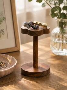 1pc Flower-Shaped Solid Wood Ring Holder, Solid Wood Jewelry Display Stand, Desktop Ring Storage Cabinet, Ring & Earring Organizer, Jewelry Photography Prop, Home & Retail Display, Best Choice For Beautiful Homes - Multicolor - View 5