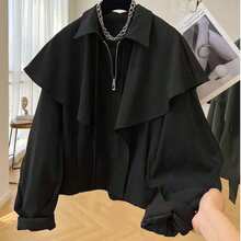 Women's Solid Color Casual Versatile Daily Long Sleeve Jacket - Black - View 1