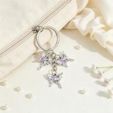 Gradient Enamel Butterfly Keychain, Silver Alloy Fairy Butterfly Pendant Key Ring, Aesthetic Backpack Handbag Charm Accessories For Girls - Multicolor - View 5