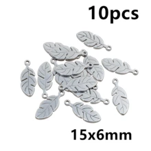 10pcs Stainless Steel Leaf Feather Charms Pendant For Necklace Earring Bracelet DIY Crafts Jewelry Making Accessories Findings - Feather - View 24