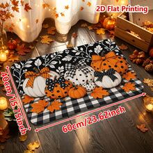1/2件裝秋季門墊，秋季南瓜波點格紋法蘭絨防滑地墊，多功能居家玄關地毯，廚房浴室墊，吸水柔軟可機洗節日裝飾玄關地毯 - 彩色 - 查看 13
