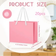 20pcs Mini Pink Gift Bags With Handles, Thickened Foldable Gift Tote Bags, Reinforced Rope Handles With Strong Load-Bearing, Simple Solid Color Collapsible Storage, Suitable For Gift Wrapping, Shopping Packaging, Party Events, Retail Shops, Holiday Gifting, Multi-Purpose Paper Tote Packaging Bags - One Size - View 9
