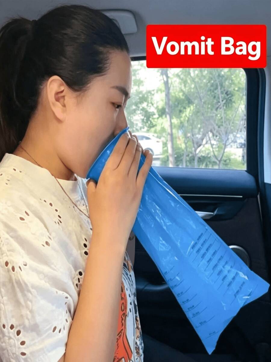 5pcs Leak-Proof Comfortable Travel Vomit Bags, Suitable For Morning Sickness And Motion Sickness, Portable Durable And Odor-Blocking, Suitable For Adults And Pregnant Women, Home Essential