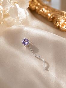 1 Buah Cincin Tindik Pusar Perak Sterling 925 Warna Oranye Lavender Ungu CZ, Cincin Pusar dengan Rantai Rumbai, Anting-anting Model Tali Telinga, Perhiasan Tubuh - lajang - View 7