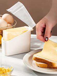 2 piezas/1 pieza Caja de almacenamiento de queso, dispensador cortador de mantequilla, caja de almacenamiento de rebanadas de queso para la puerta del refrigerador, adecuada para almacenar mantequilla, queso, rebanadas de queso y otros artículos pequeños del refrigerador, mantiene frescos los alimentos de la cocina y el comedor. - Multicolor - Ver 3